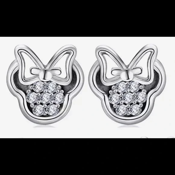 925 SILVER AND ZIRCONIA MINNIE MOUSE EARRINGS - Picture 6 of 8